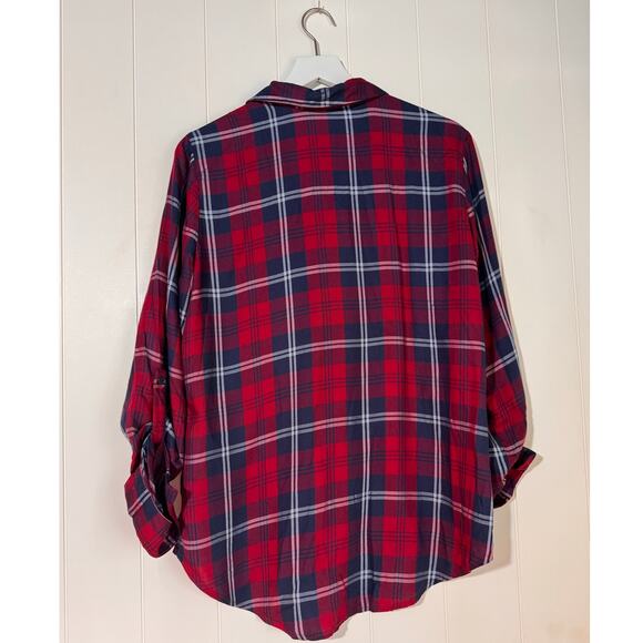 Stoosh Womens Shirt Womens XL Red & Blue Plaid Button-Up - Picture 3 of 6